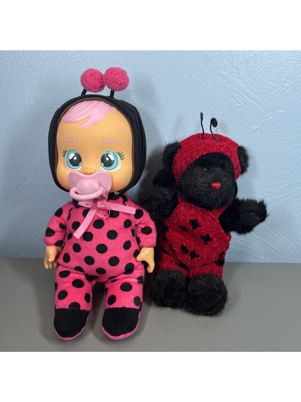Cry Babies Tiny Cuddles Lady Bug Baby Doll with Pacifier And Boyd’s Bear Ladybug